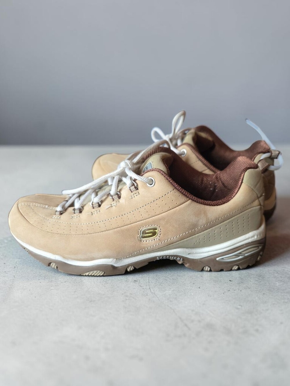 Skechers  Tan and Brown Athletic Lace-Up Sneakers